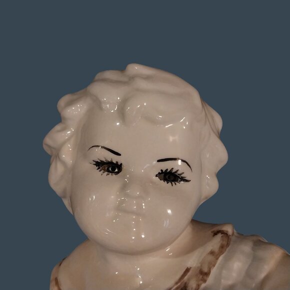 Vintage Antique German Porcelain Piano Baby With Glass Eyes READ - Picture 5 of 10